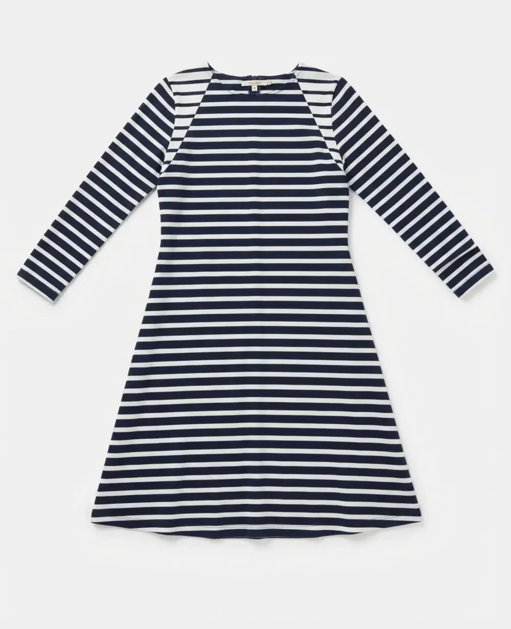J.Crew 365 Dress Women Size S Navy White Stripe Long Sleeve Sailor French Chic